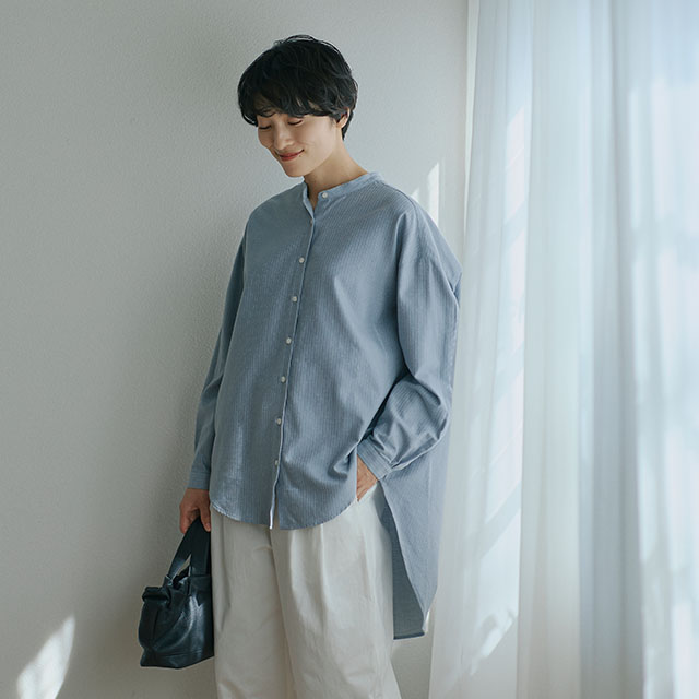 中川政七商店　2025秋冬発売　新品　やわらかネルのバックギャザーロングブラウス やわらかネルのバックギャザーロングブラウス｜衣料品｜中川政七