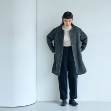 ウールアルパカのワッフル織コート