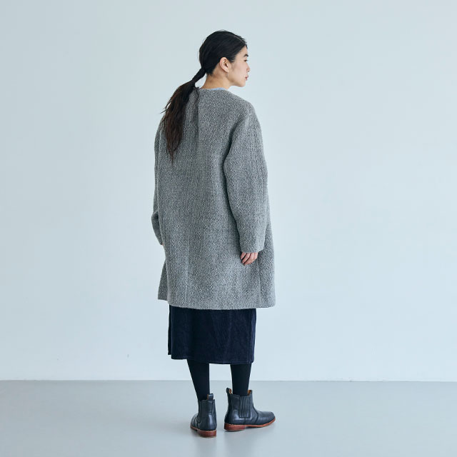 ウールアルパカのワッフル織コート
