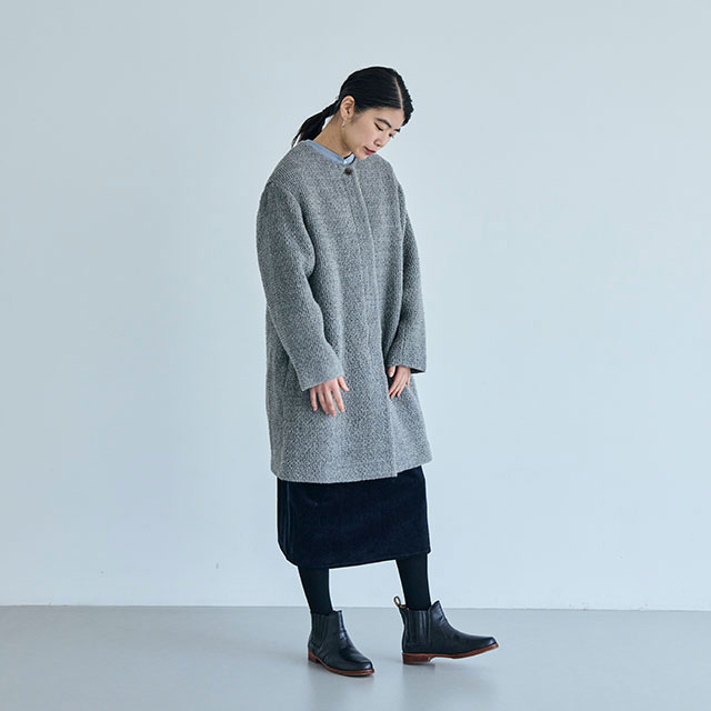 ウールアルパカのワッフル織コート