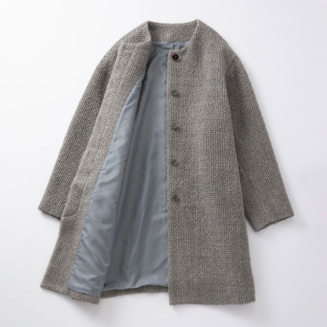 ウールアルパカのワッフル織コート