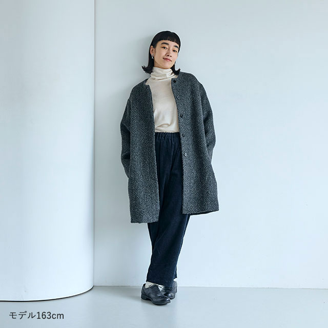 ウールアルパカのワッフル織コート