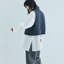 極美品＊中川政七商店 リネンチュニック ネイビー紺 麻100 フレンチスリーブ 格子と丸紋刺繍の麻布Tシャツチュニック｜工芸・暮らし・贈り