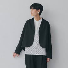 リネンコットンとサテンのジャケット