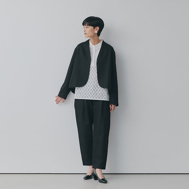 リネンコットンとサテンのジャケット