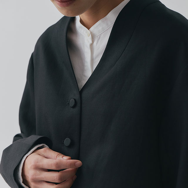 リネンコットンとサテンのジャケット