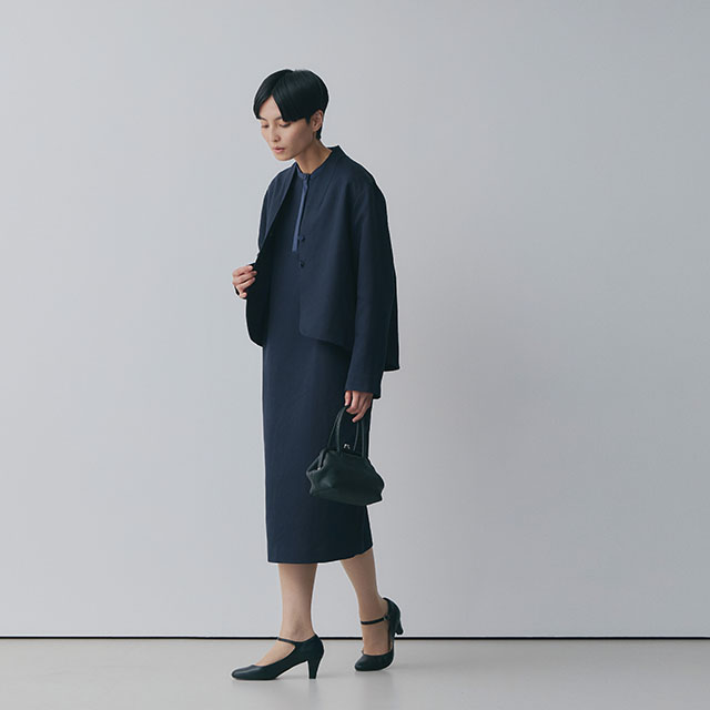 リネンコットンとサテンのジャケット