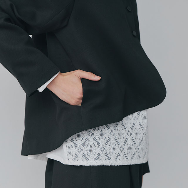 リネンコットンとサテンのジャケット