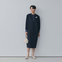 リネンコットンとサテンのワンピース