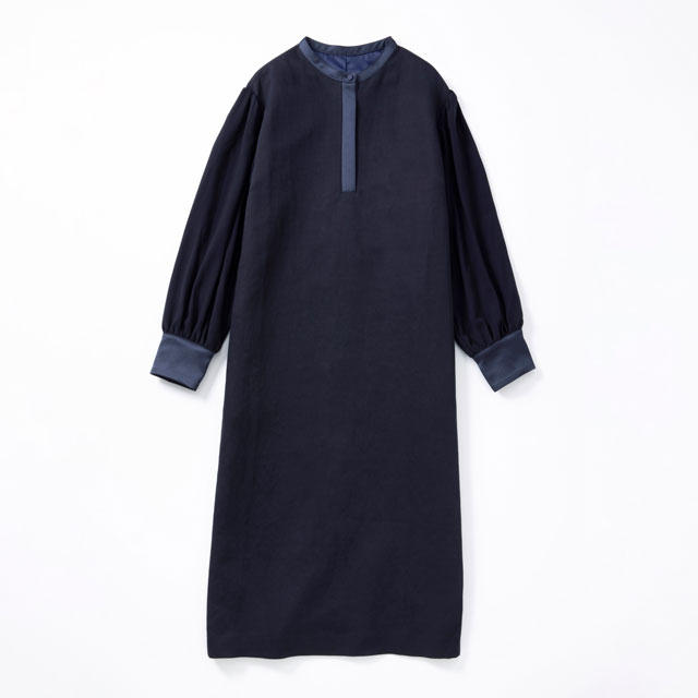 リネンコットンとサテンのワンピース