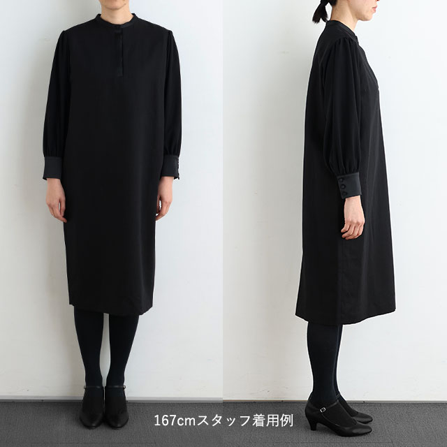 リネンコットンとサテンのワンピース