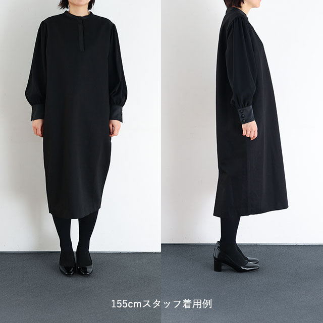 リネンコットンとサテンのワンピース