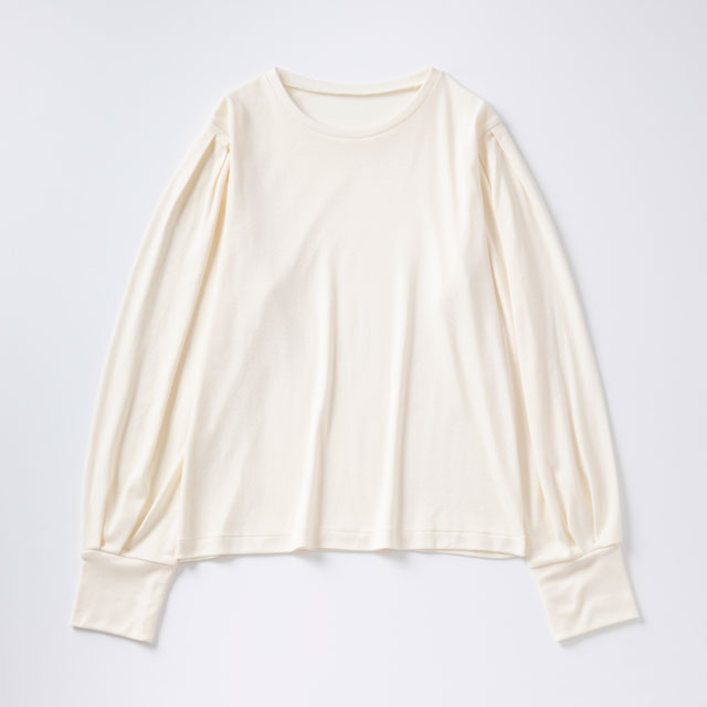 綿カシミヤのタック袖プルオーバー