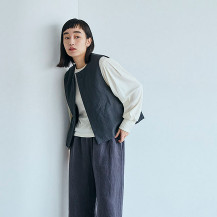 綿カシミヤのタック袖プルオーバー