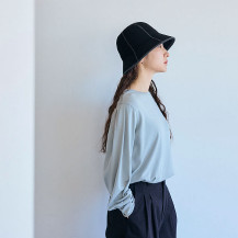 綿カシミヤのタック袖プルオーバー