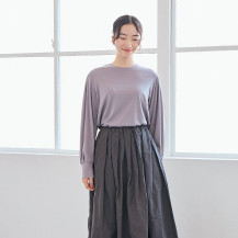 綿カシミヤのタック袖プルオーバー