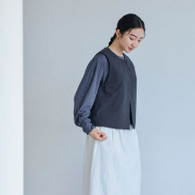 綿カシミヤのタック袖プルオーバー