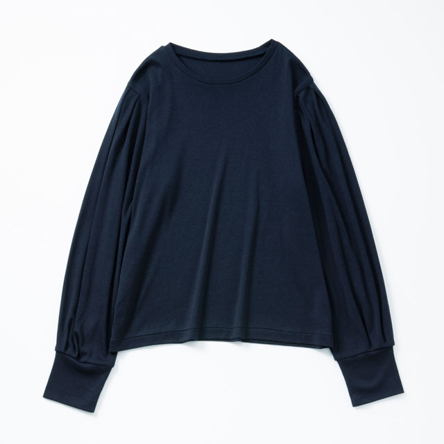 綿カシミヤのタック袖プルオーバー