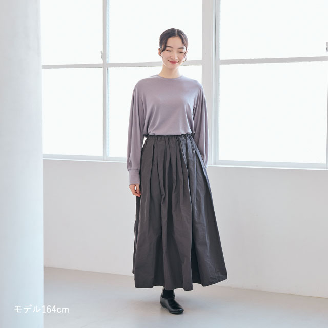 綿カシミヤのタック袖プルオーバー