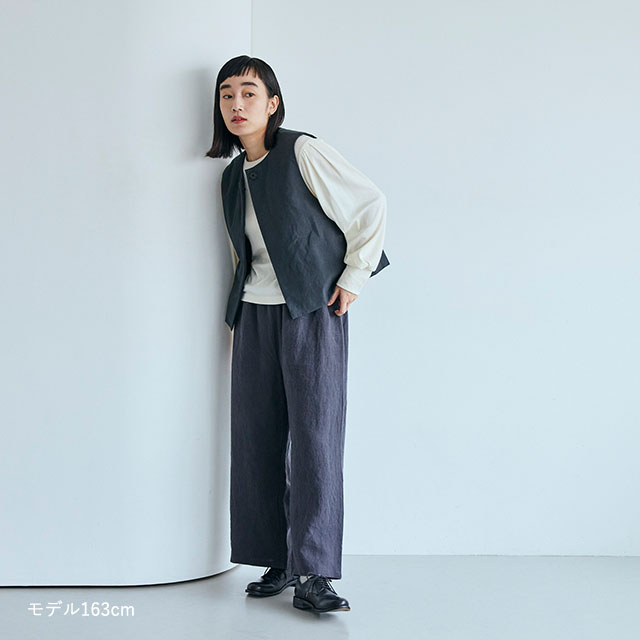 綿カシミヤのタック袖プルオーバー