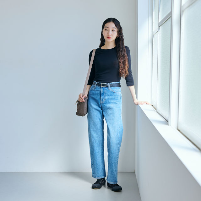 さらさら綿の七分袖プルオーバー