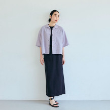 綿麻のちりめん織　開襟ブラウス