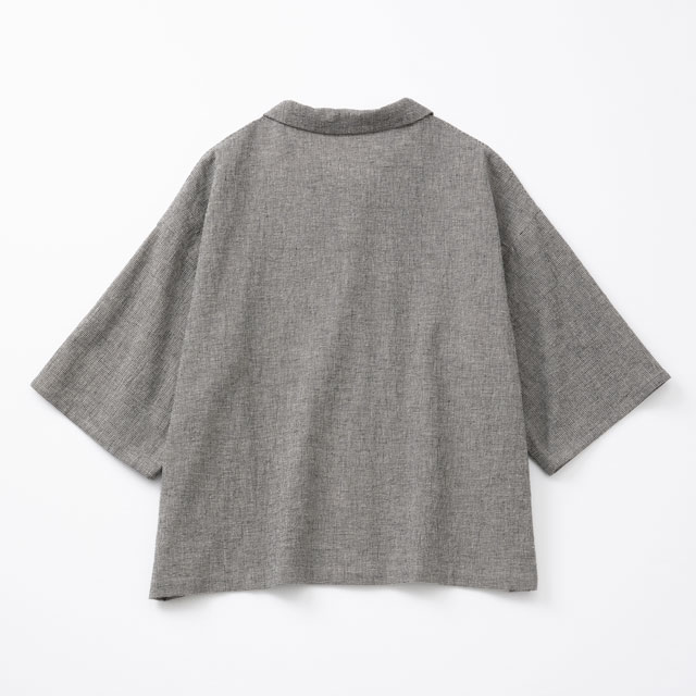 綿麻のちりめん織 開襟ブラウス