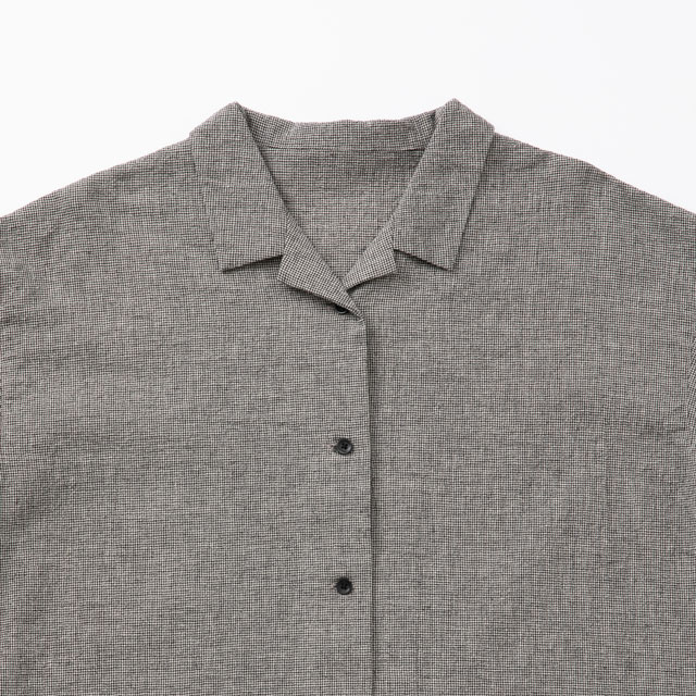 綿麻のちりめん織 開襟ブラウス