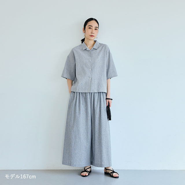 綿麻のちりめん織 開襟ブラウス