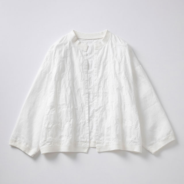 刺繍の七分袖羽織り 丸紋