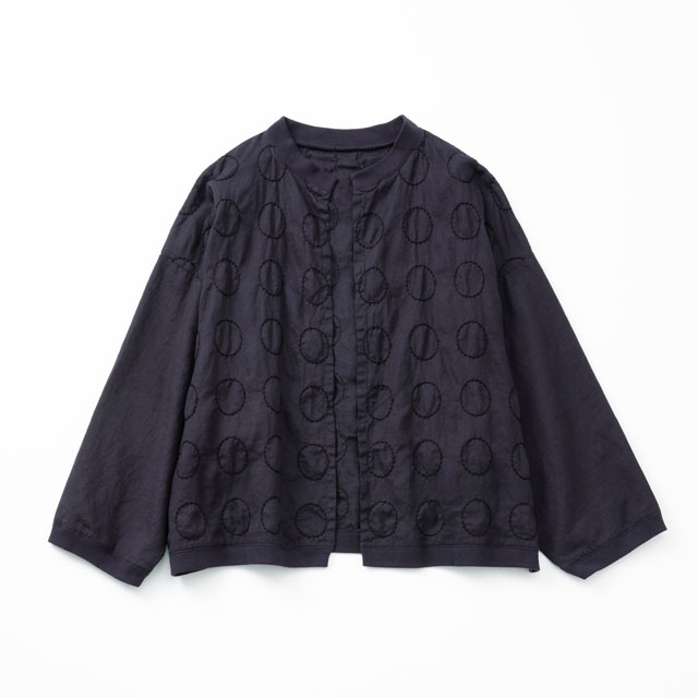 刺繍の七分袖羽織り 丸紋