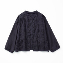 刺繍の七分袖羽織り 丸紋