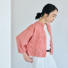 刺繍の七分袖羽織り 丸紋