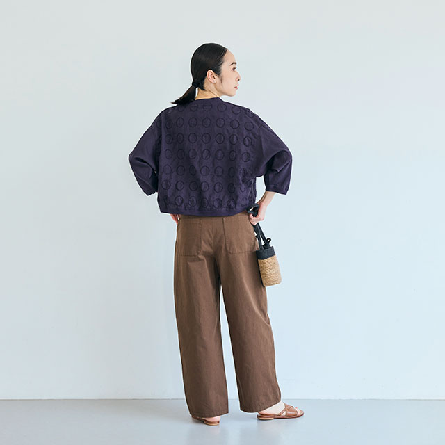 刺繍の七分袖羽織り 丸紋