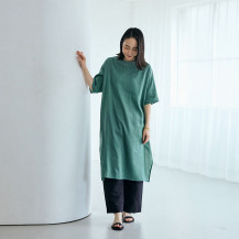 とろみ麻のＴシャツチュニック