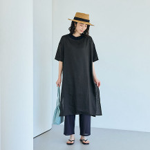 とろみ麻のＴシャツチュニック