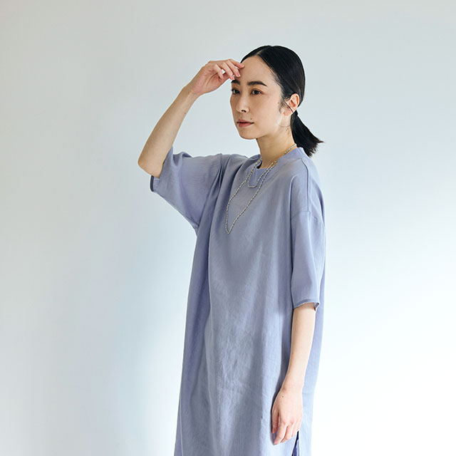 とろみ麻のＴシャツチュニック