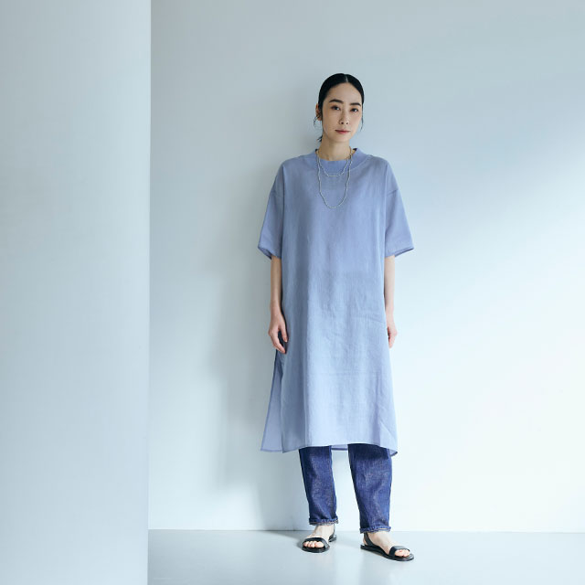 とろみ麻のＴシャツチュニック