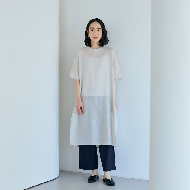 とろみ麻のＴシャツチュニック