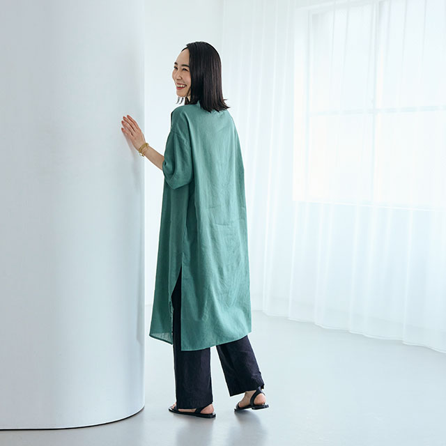 とろみ麻のＴシャツチュニック