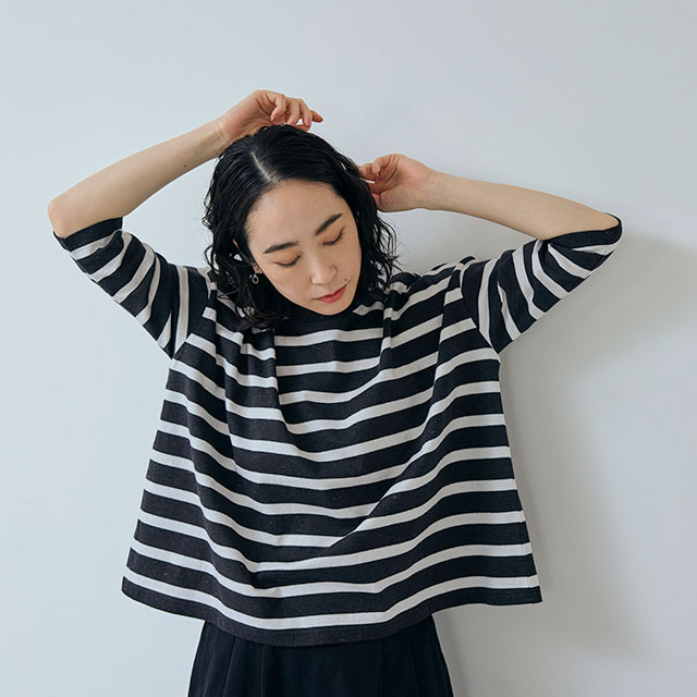 【WEB限定】大人の杢Tシャツ　長袖　ボーダー