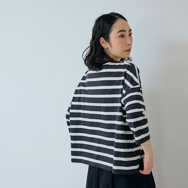 【WEB限定】大人の杢Tシャツ　長袖　ボーダー