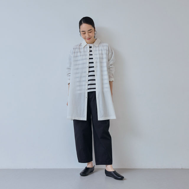 【WEB限定】大人の杢Tシャツ　長袖　ボーダー