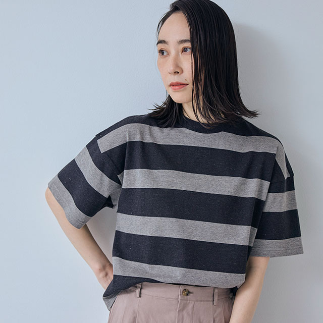 【WEB限定】 大人の杢Tシャツ 半袖 ボーダー