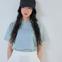 布ぬのTシャツ　ボーラレース水玉大