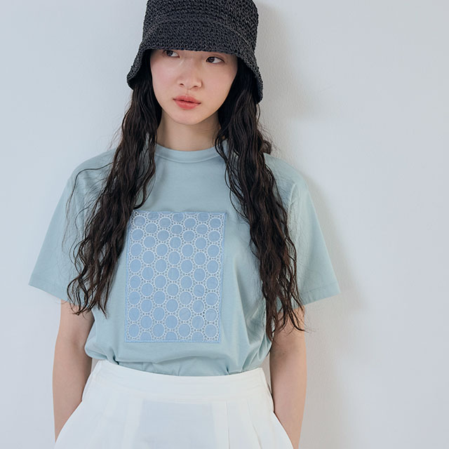 布ぬのTシャツ　ボーラレース水玉大