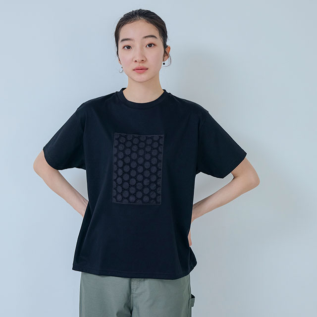 布ぬのTシャツ　ボーラレース水玉大