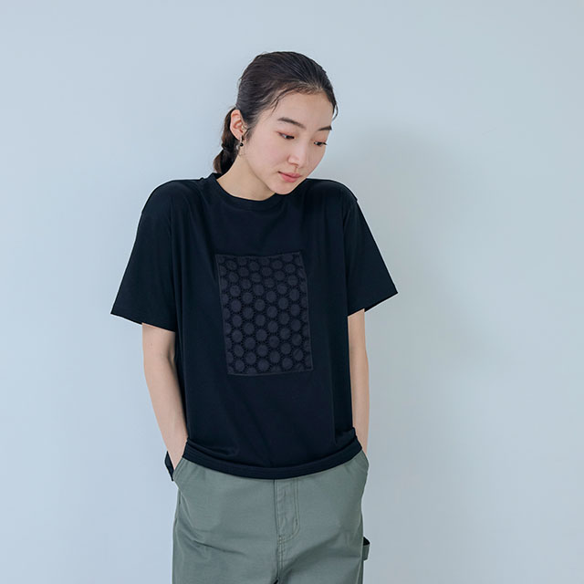 布ぬのTシャツ　ボーラレース水玉大