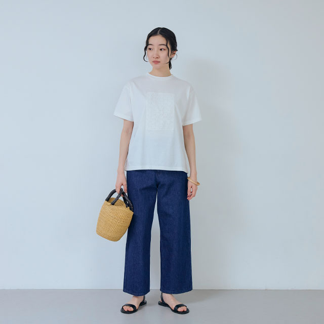 布ぬのTシャツ　ボーラレース水玉大