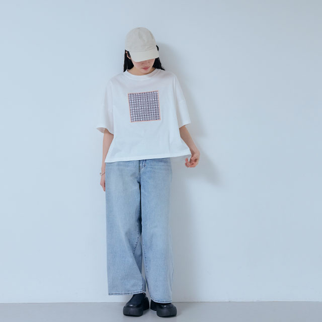 布ぬのTシャツ　ワイド　オパールマス紋